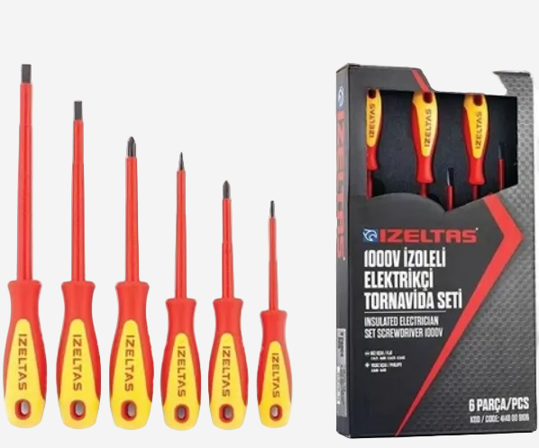 İzeltaş 4140 1000 V Izoleli 6 Parça Elektrikçi Tornavida Seti